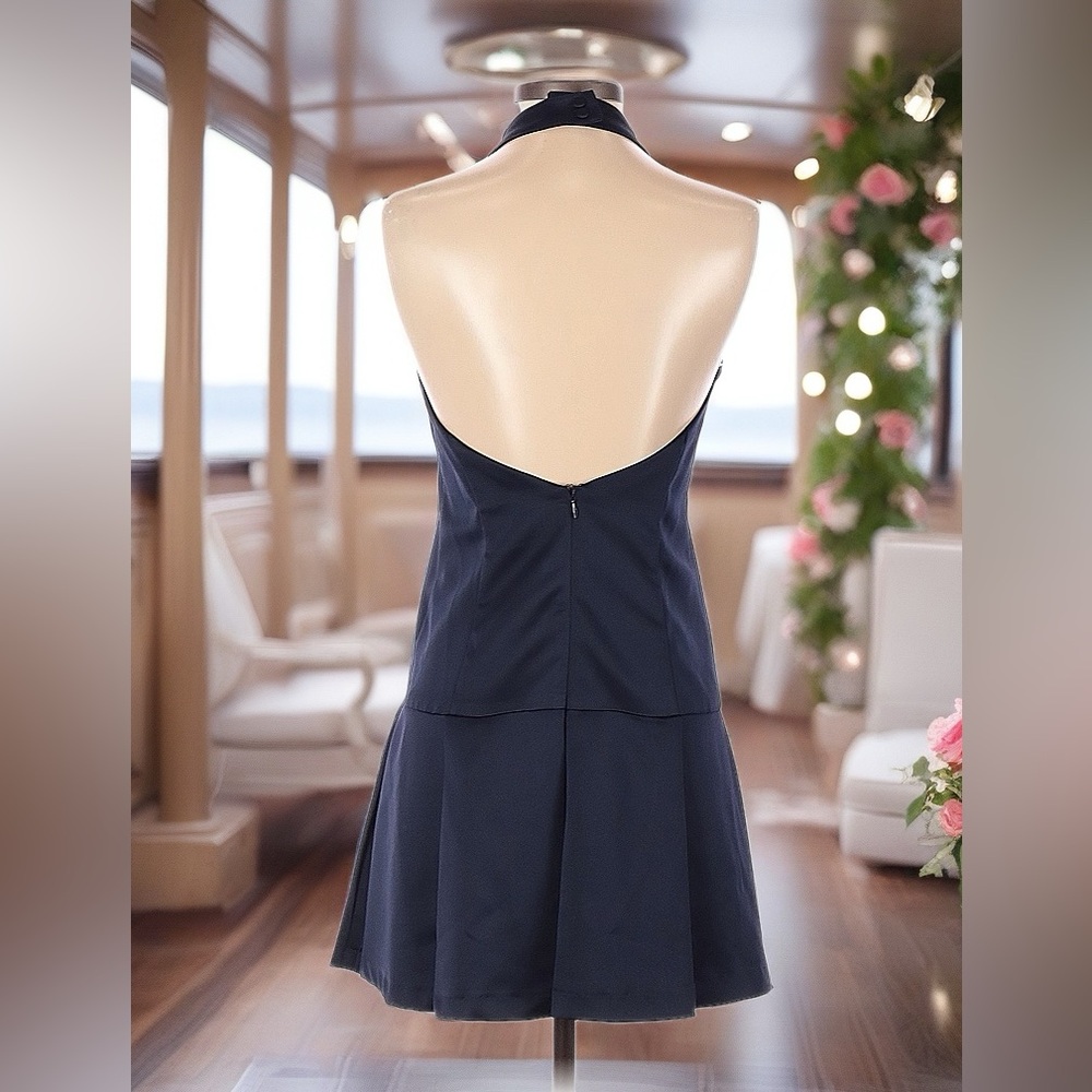 LINE & DOT navy high neck, drop waist dress, women’s size XS - Picture 3 of 7